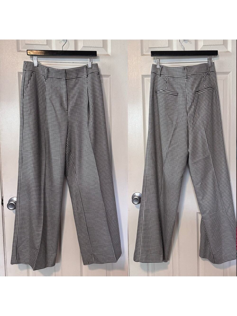 Ann Taylor Houndstooth Pants 6 High Waisted Wide Leg